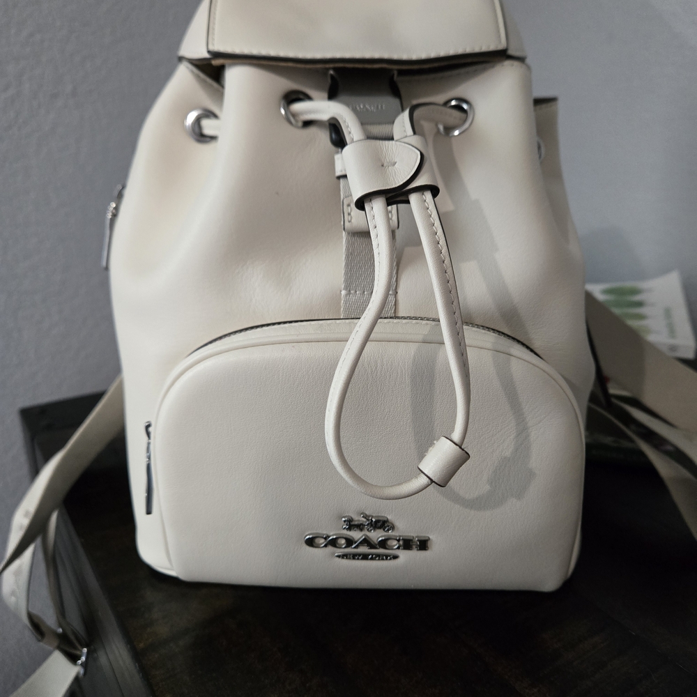 Coach White Leather Backpack